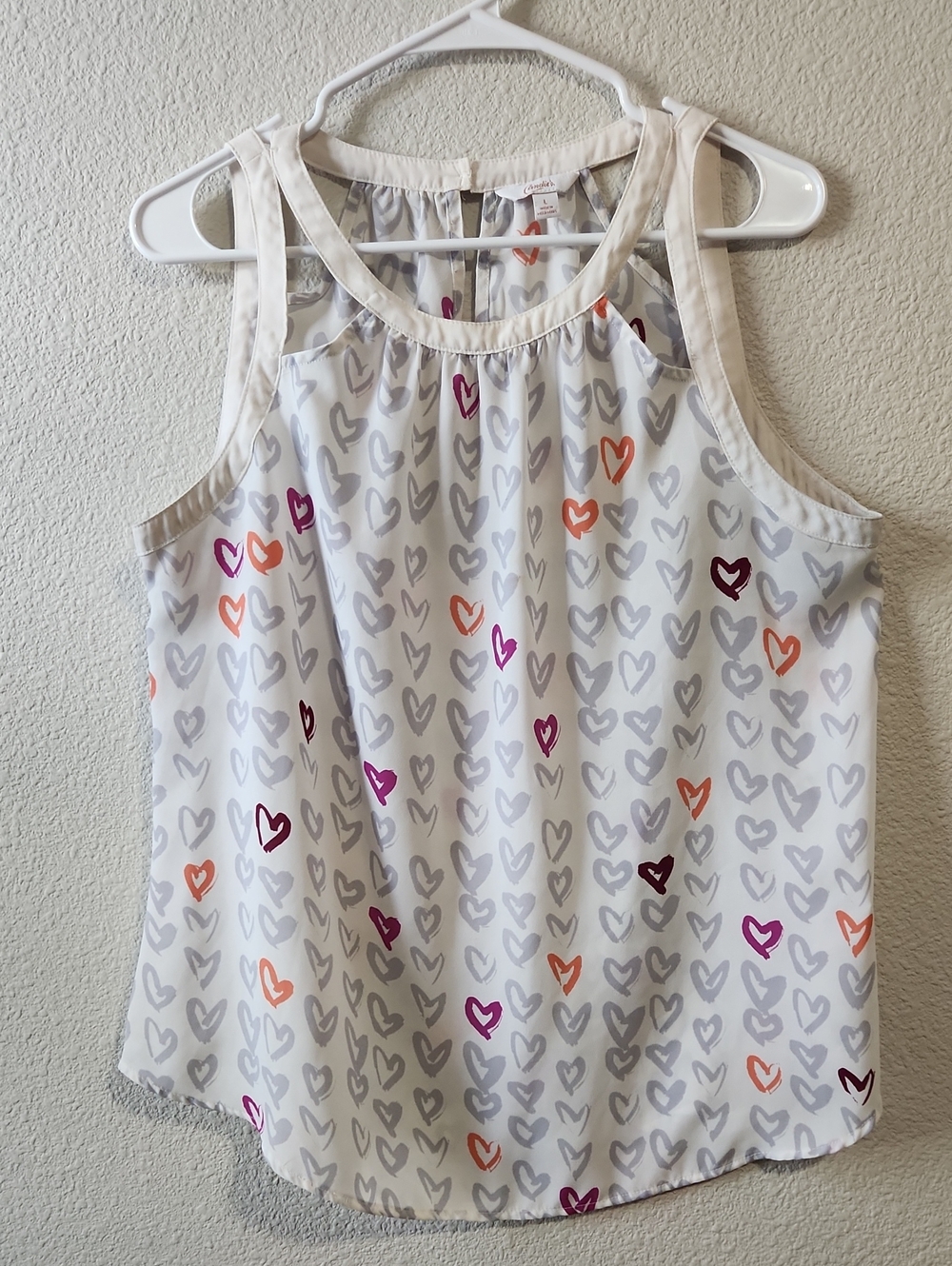 Candie's White Tank with Multicolor Heart Pattern
